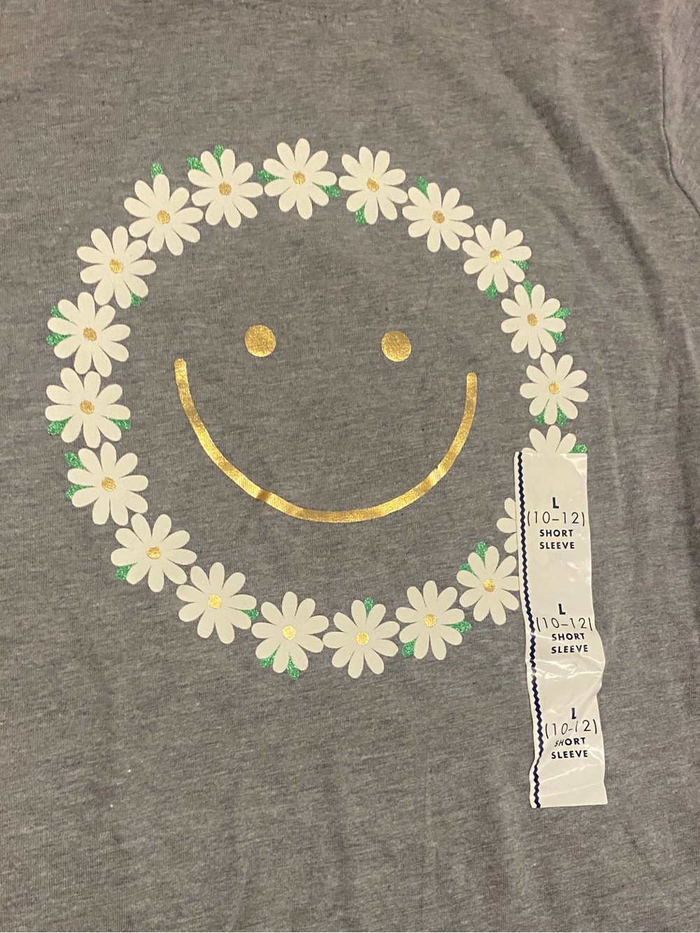Girls' Gray Daisy Smiley Face shirt
